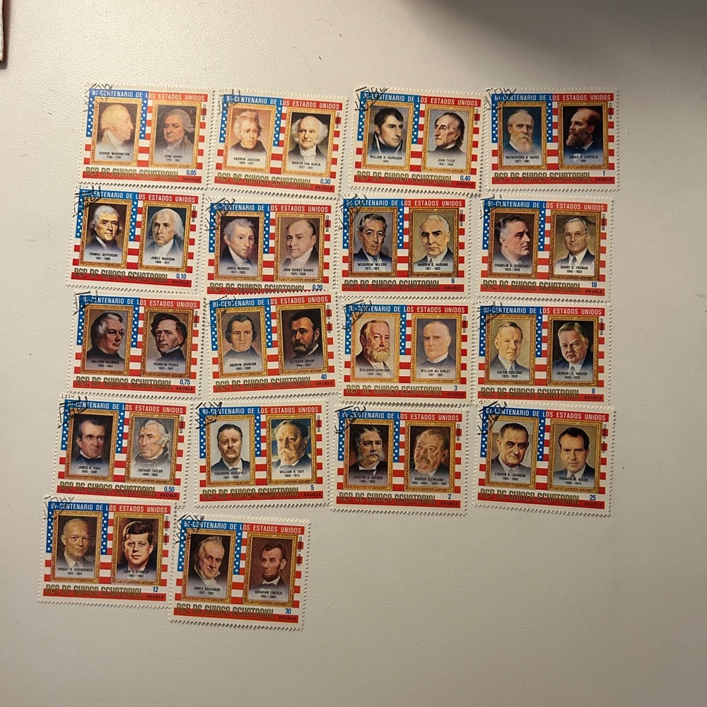 1975 Guinea Vintage US Presidents Postage Stamps